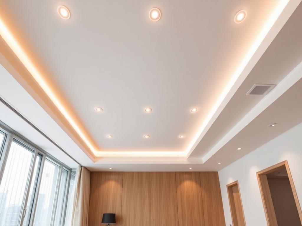 Abgehängte Decke mit LED Spots – Trockenbauarbeiten
